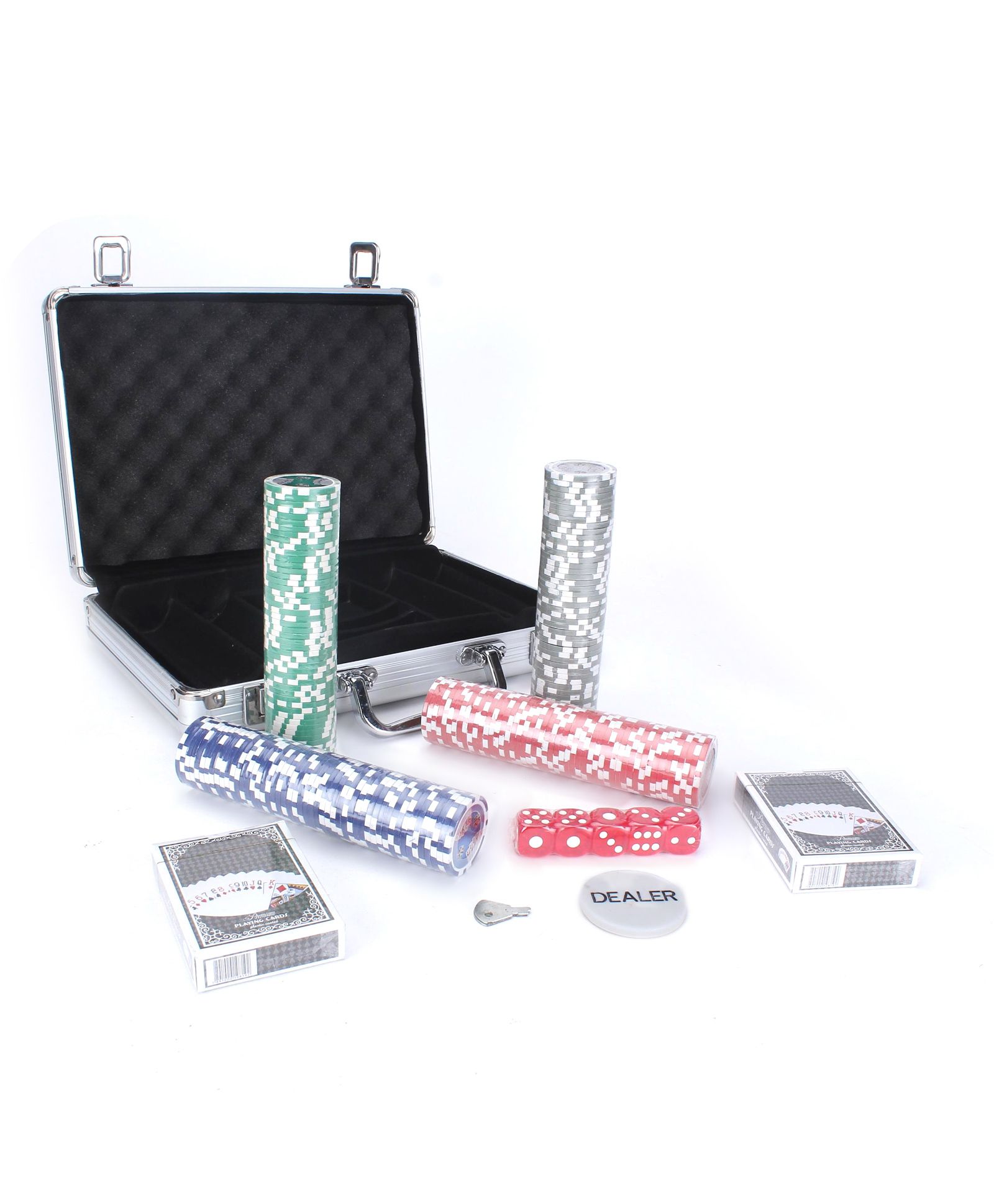 200 Chips Poker Game Set + Aluminium Briefcase Casino Game 11street