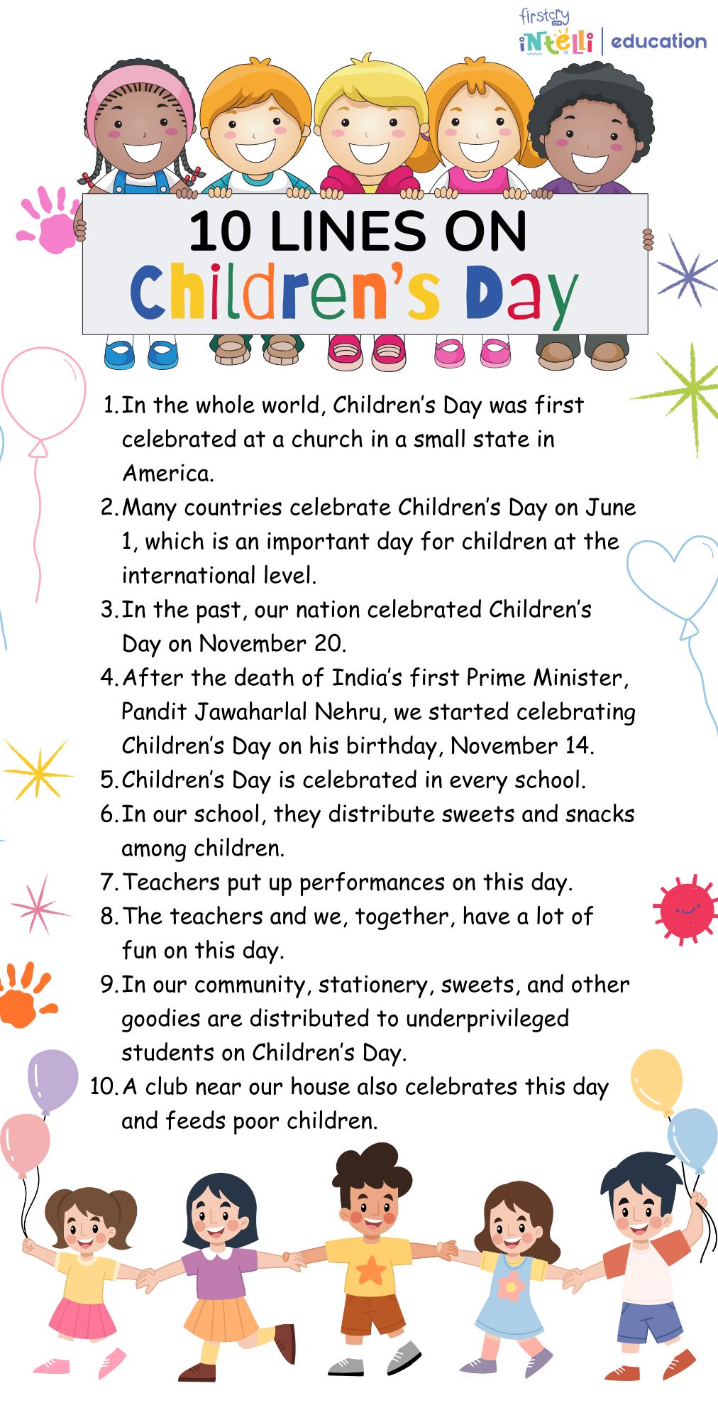 10 Lines on Children's Day - Infographic