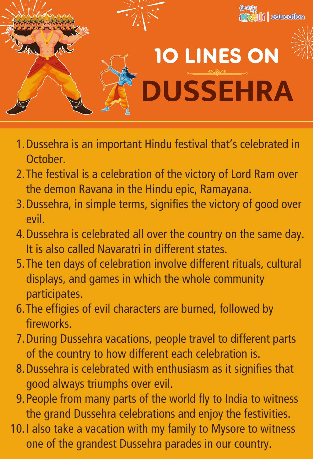 10 Lines On Dussehra - Infographic