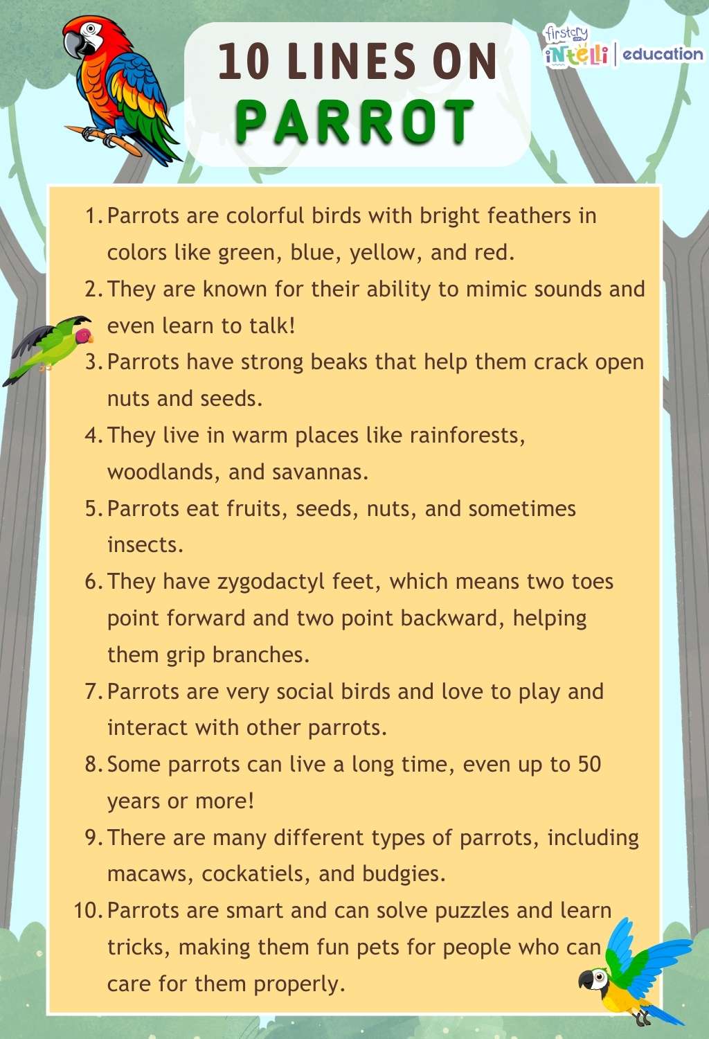 10 Lines On Parrot - Infographics