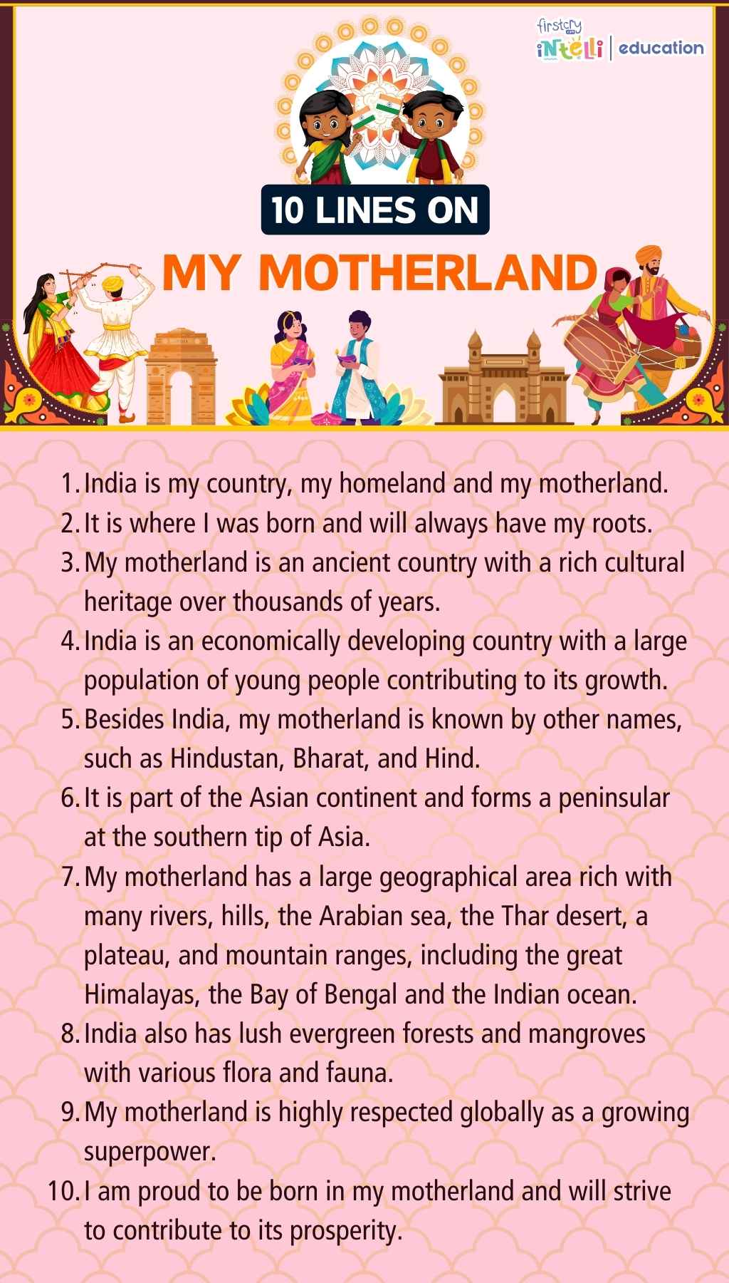 10 Lines On My Motherland - Infographic