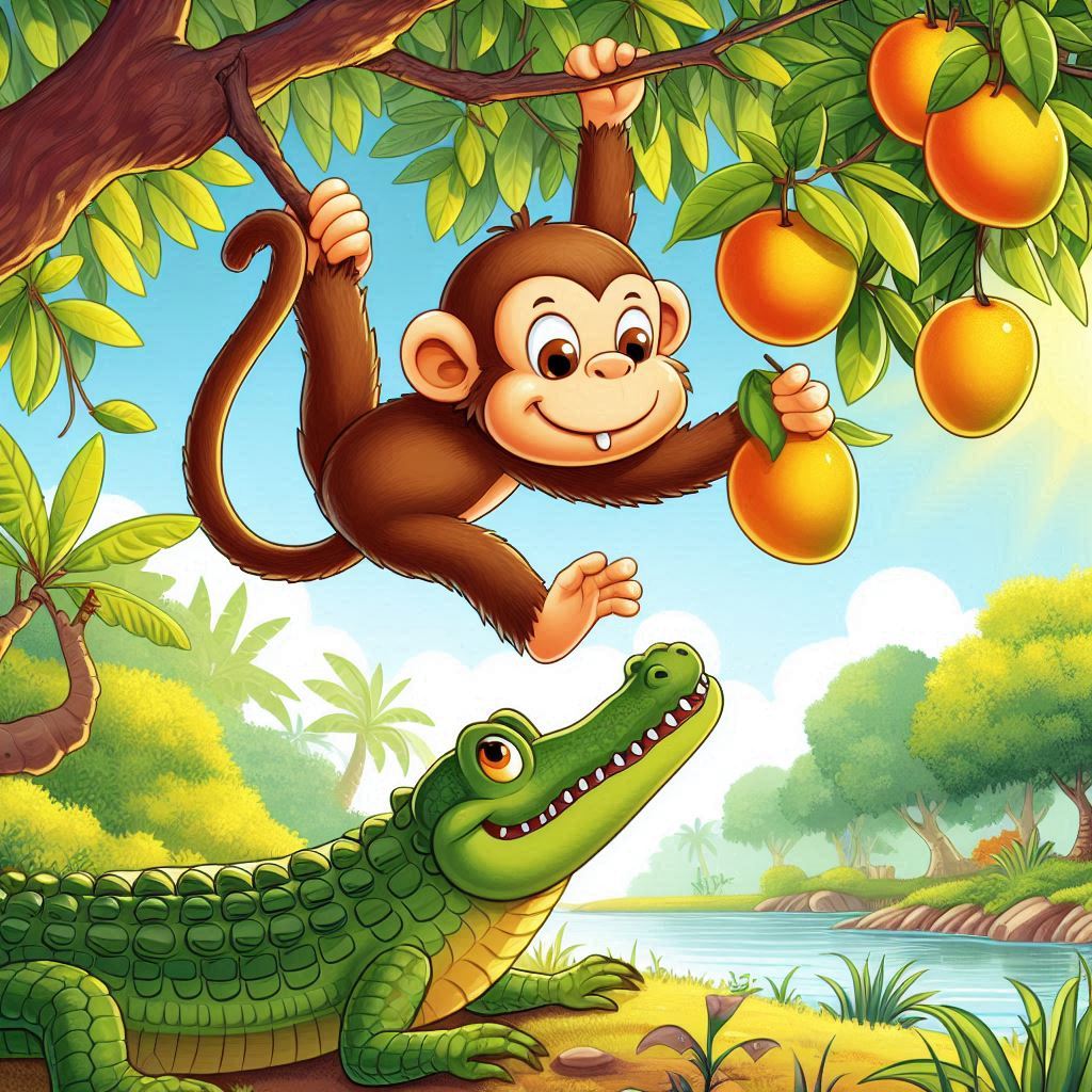monkey plucking mangoes