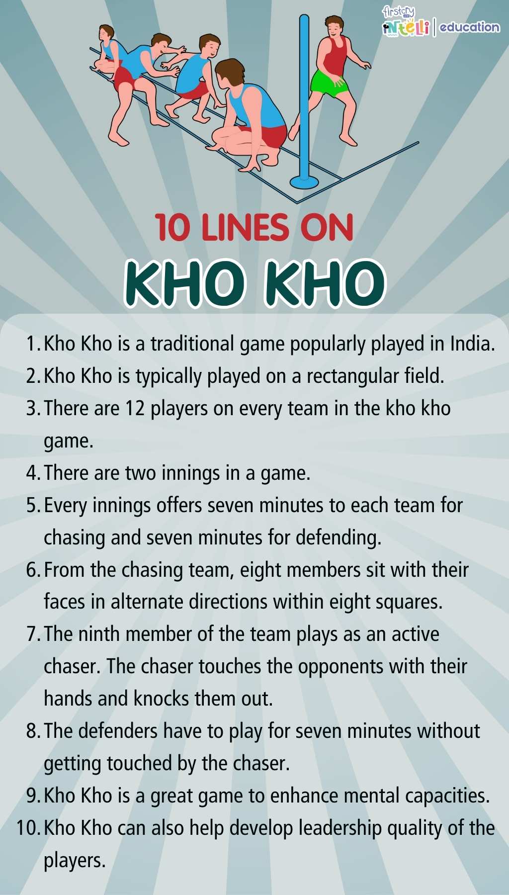 10 Lines On Kho Kho - Infographic