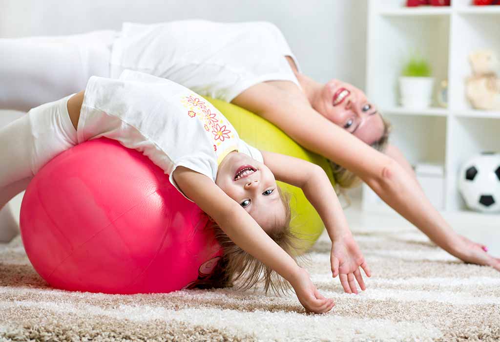 family exercising together