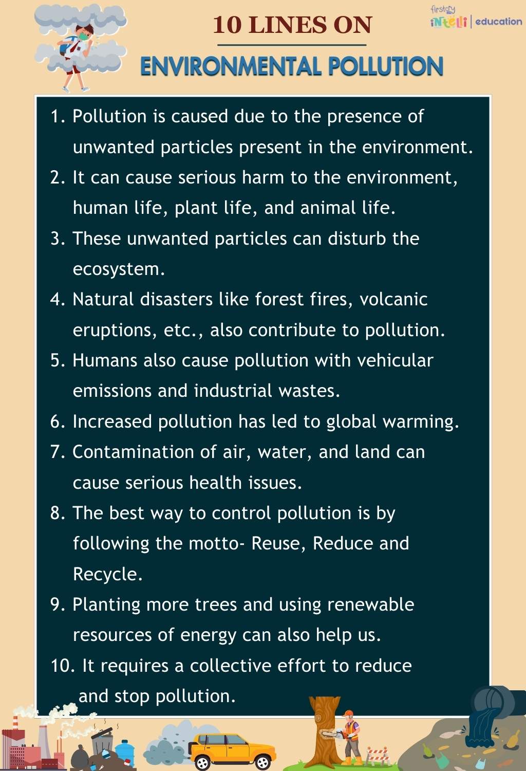 10 Lines On Environmental Pollution - Infographics