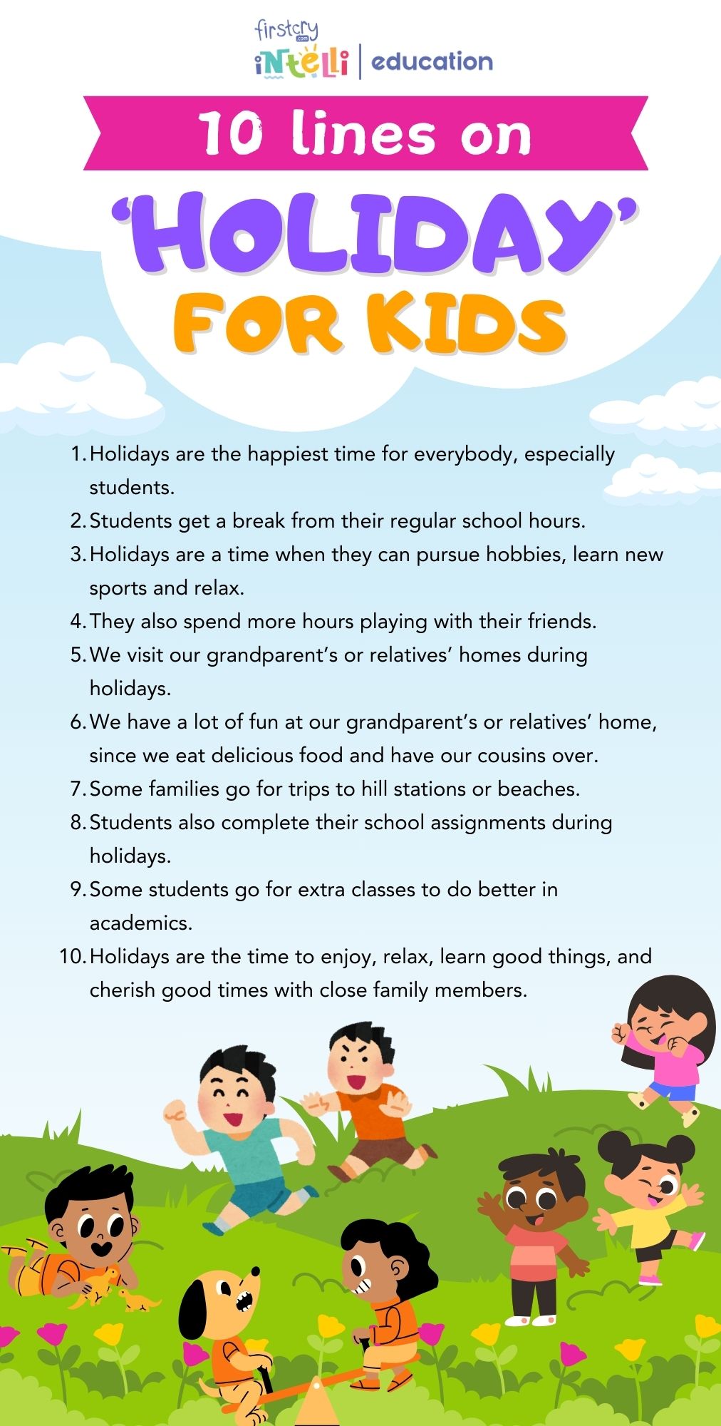 10 Lines On Holiday For Kids - Infographic