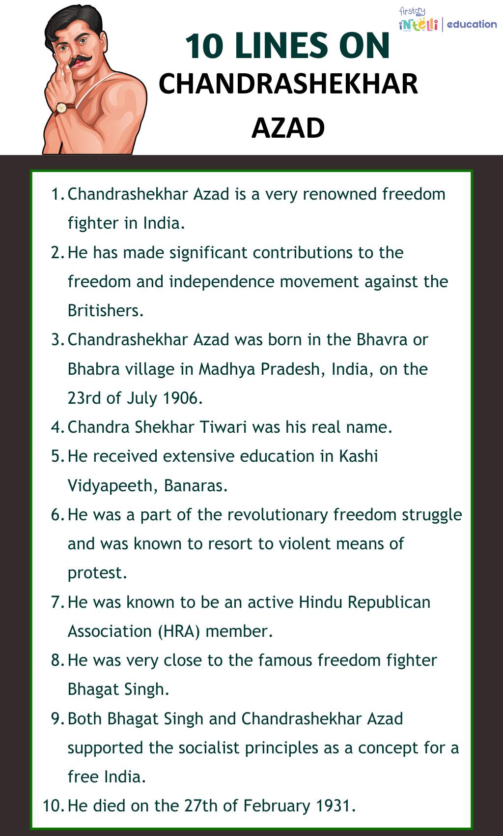 10 Lines On Chandrashekhar Azad 