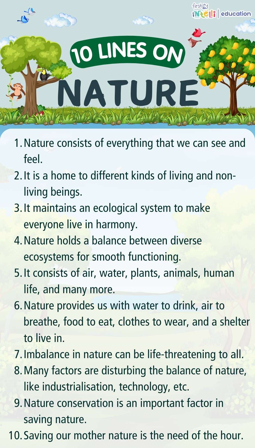 10 Lines On Nature - Infographic