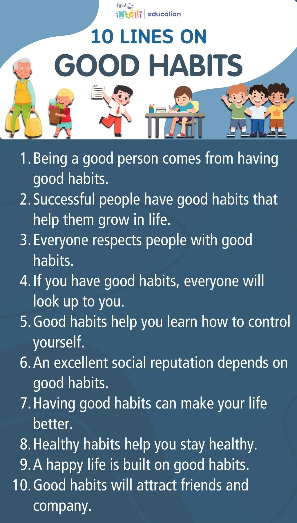 10 Lines On Good Habits - Infographic