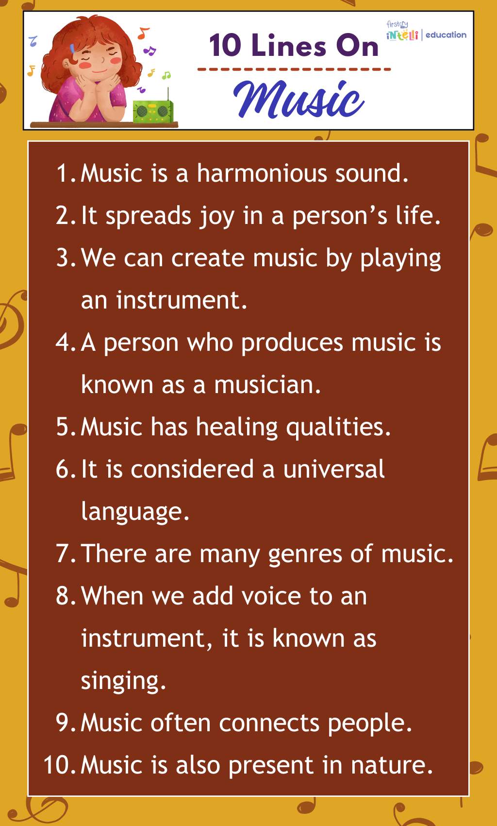 10 Lines On Music - Infographics