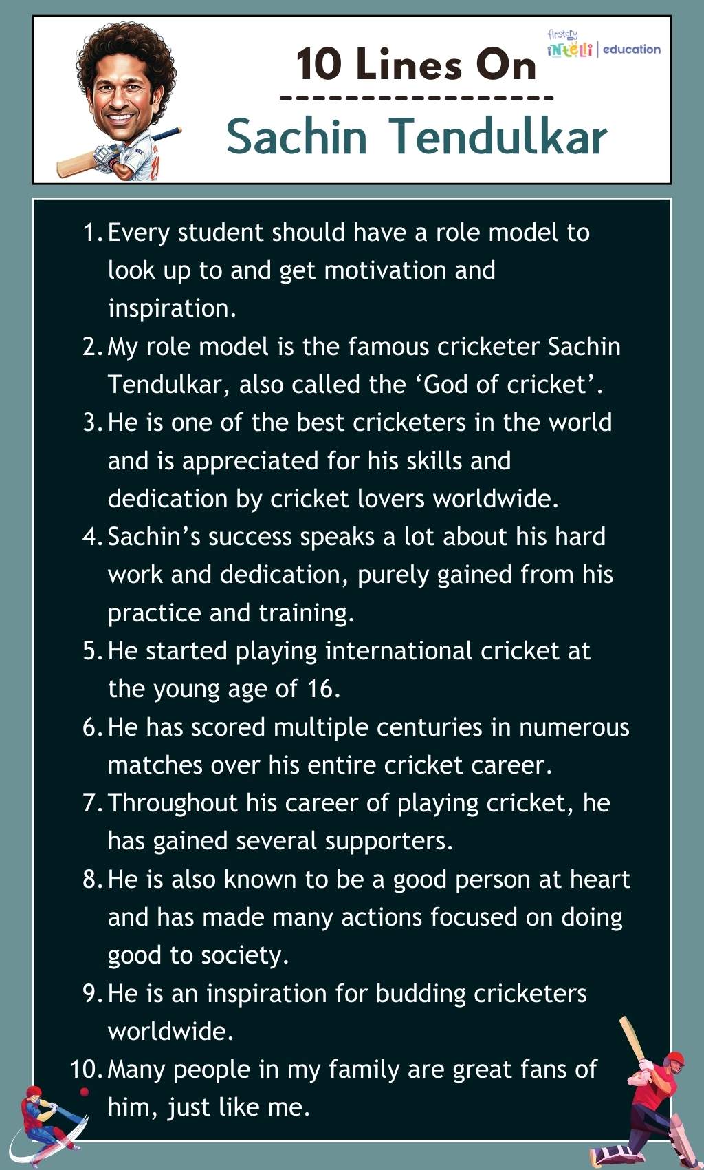 10 Lines on Sachin Tendulkar - Infographics