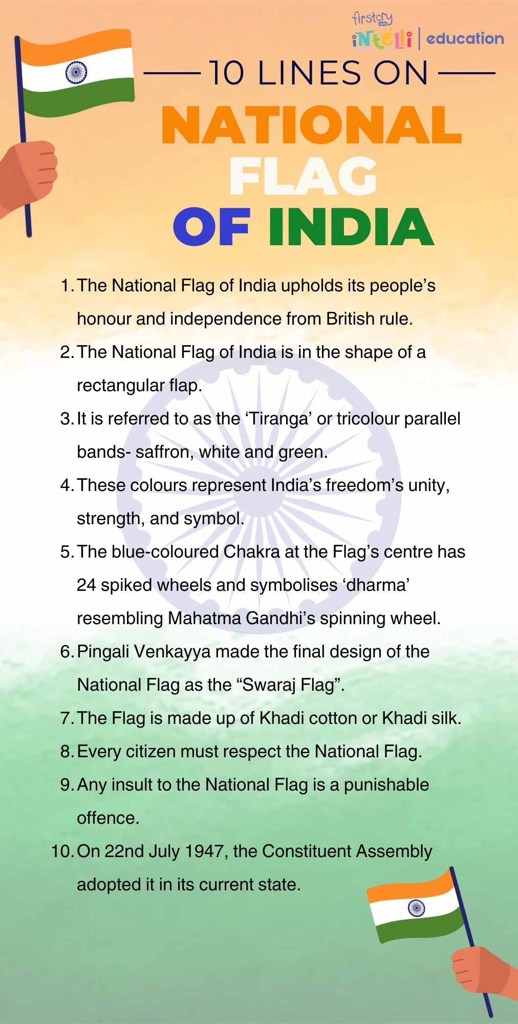 10 Lines On National Flag of India - Infographic