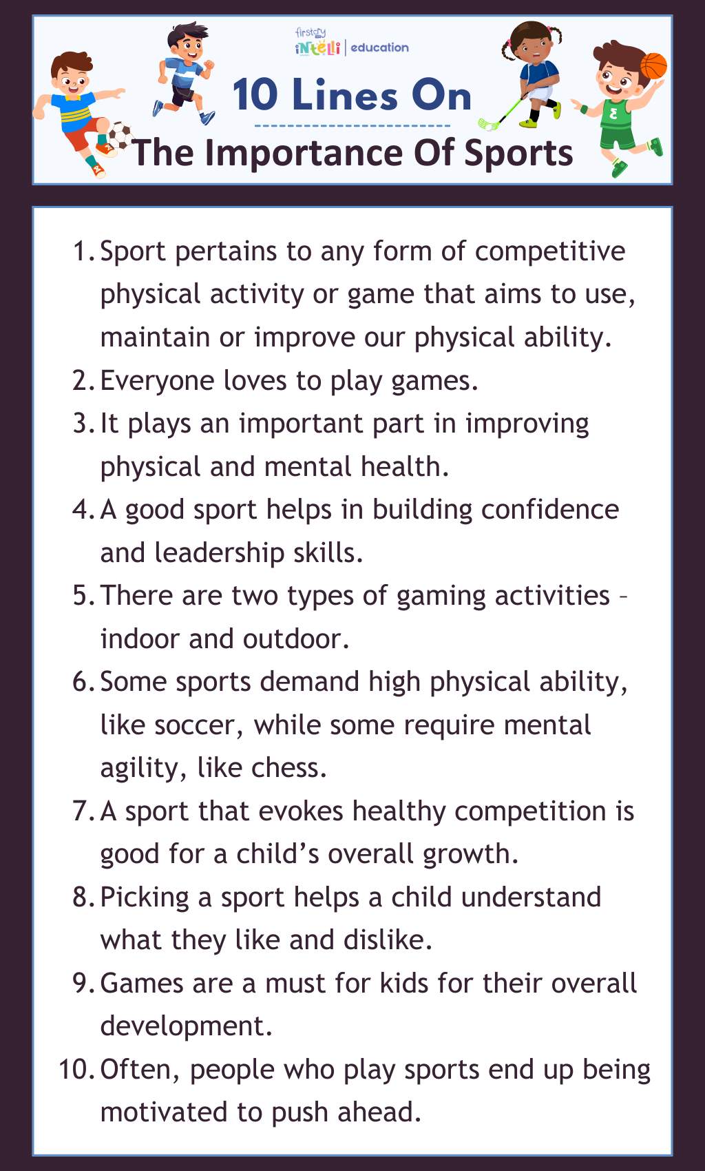 Essay On Importance Of Sports in English for Classes 200,20,20 Kids ...