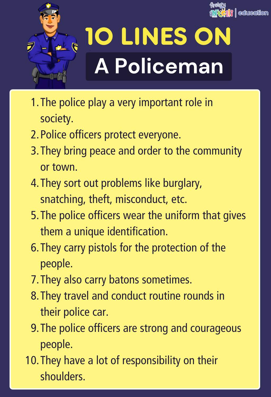 10 Line Essay On A Policeman - Infographics