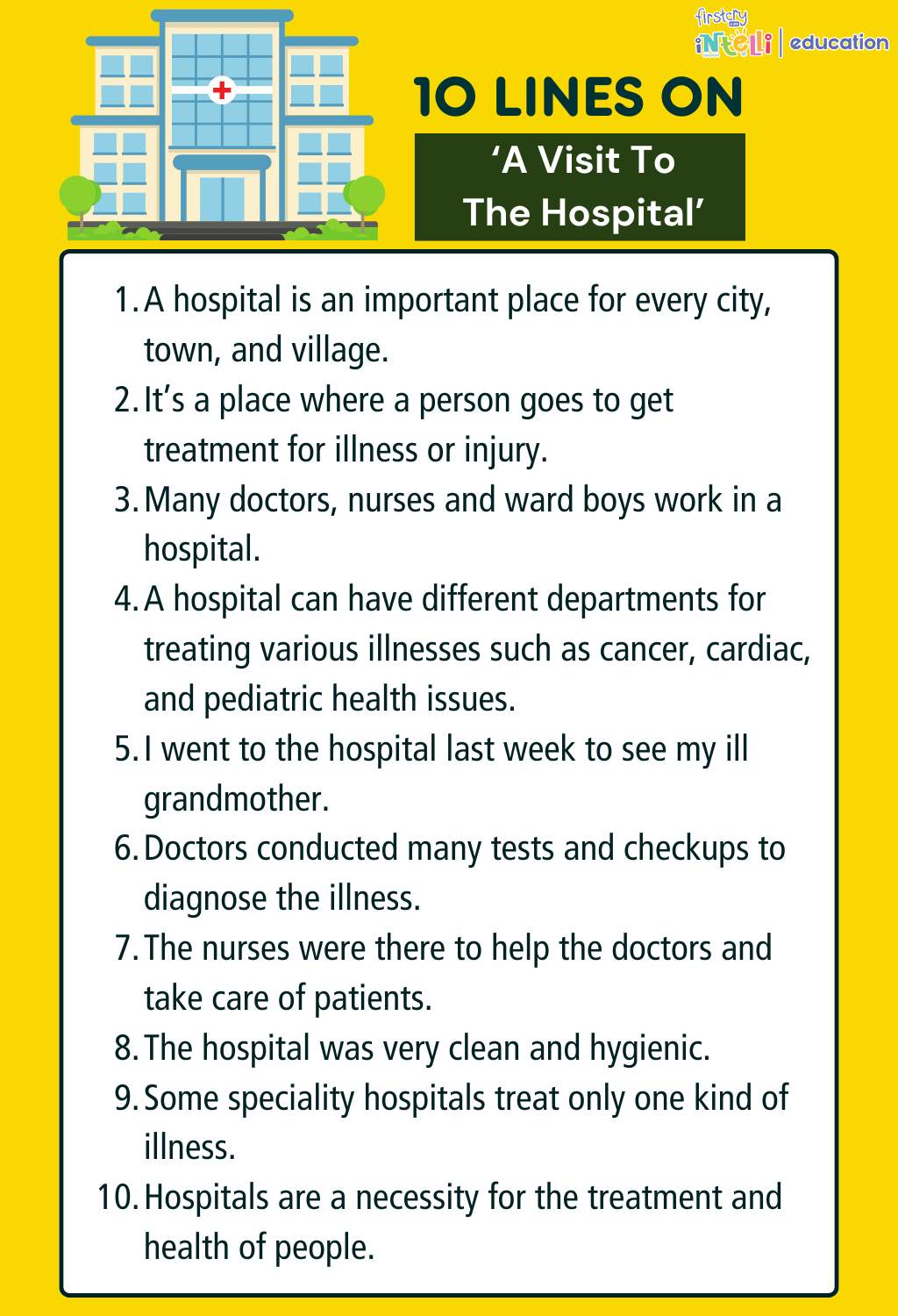 10 Lines On A Visit To The Hospital - Infographics