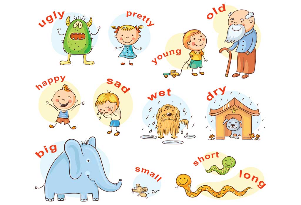 adjectives list english for kids