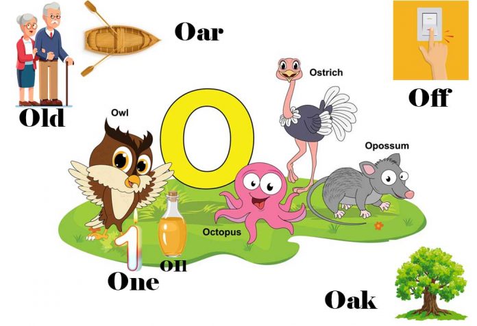 three letter words that start with O for kids to improve vocabulary