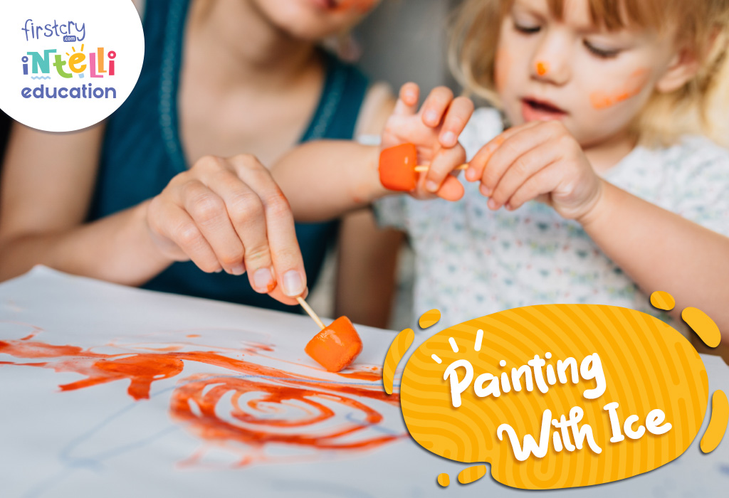 Painting With Ice art for babies and toddlers