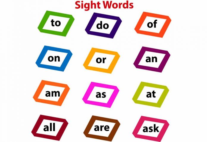 sight words list kindergarten