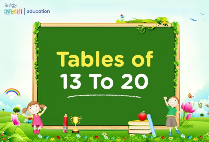 Tables of 13 To 20