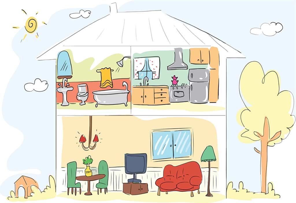 Illustrated Rooms in a House Vocabulary