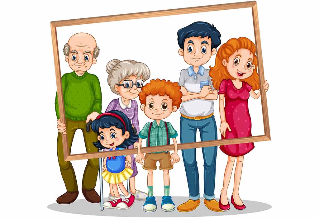 family of 5 3 boys cartoon