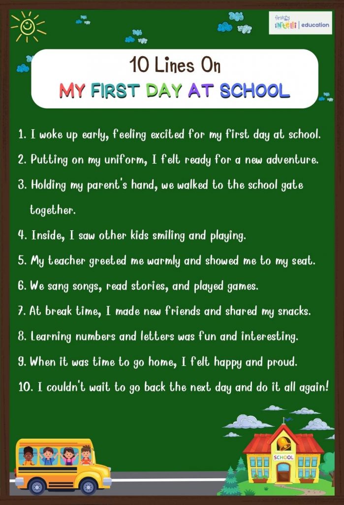 Essay on My First Day At School in English for Class 1, 2 & 3