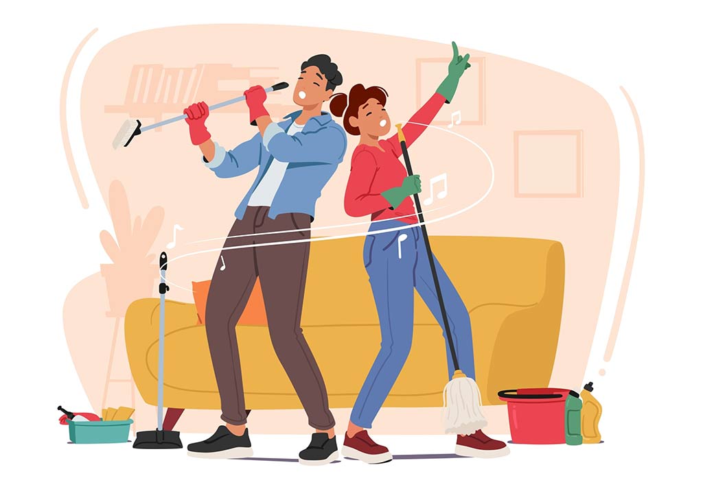 Couple singing and having fun together Couple singing and having fun together