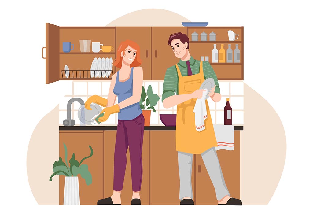 Couple doing chores together Couple doing chores together