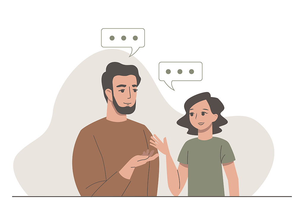 Couple talking to one another Couple talking to one another