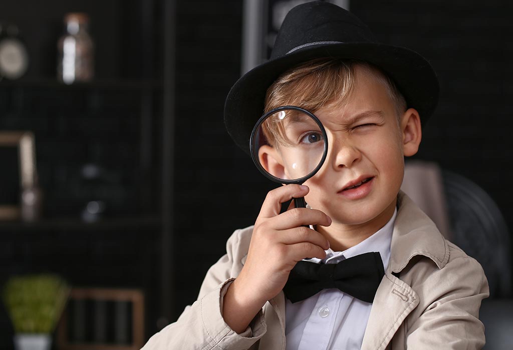 Child detective checking for water leaks