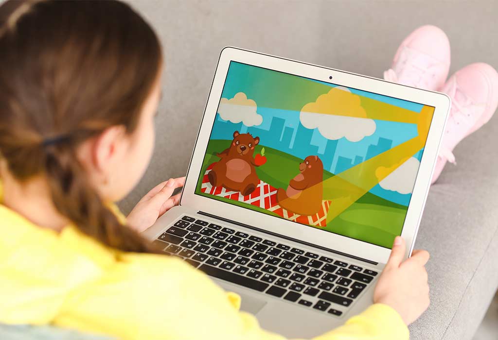 Child watching a cartoon