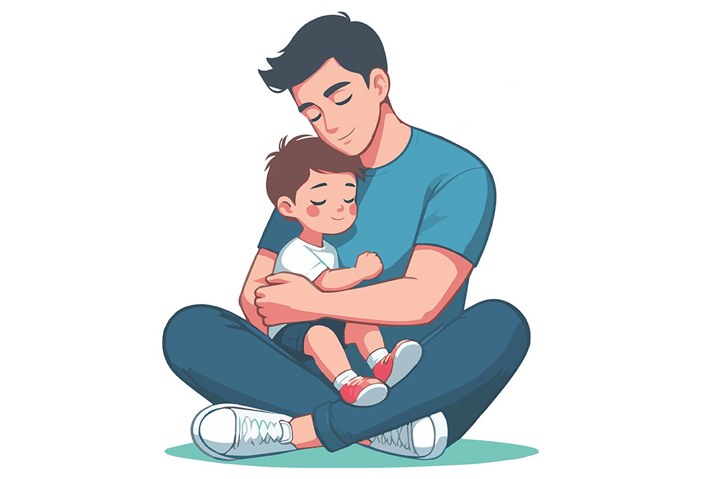 Father hugging son