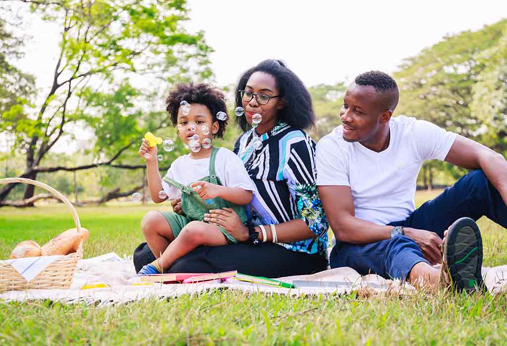 Family spending quality time in the park