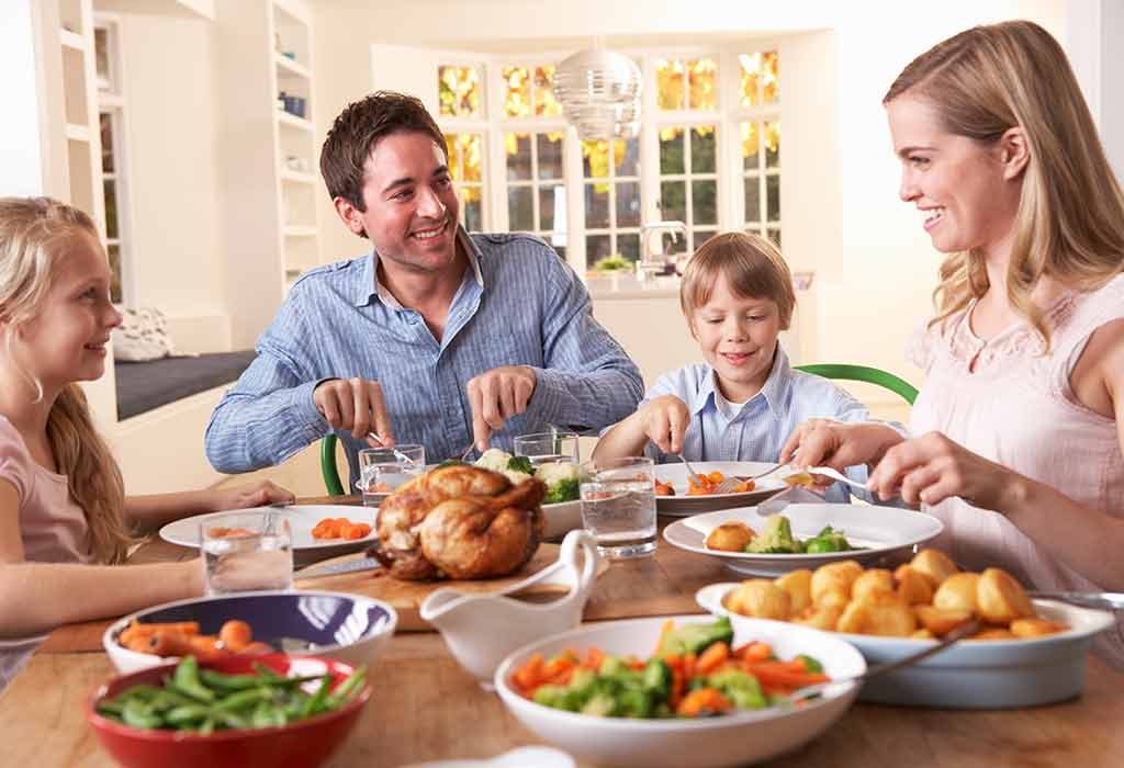 Family eating a healthy meal together