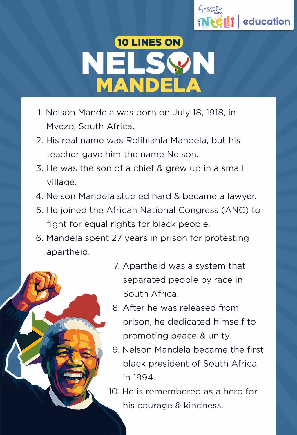 10 Lines on Nelson Mandela