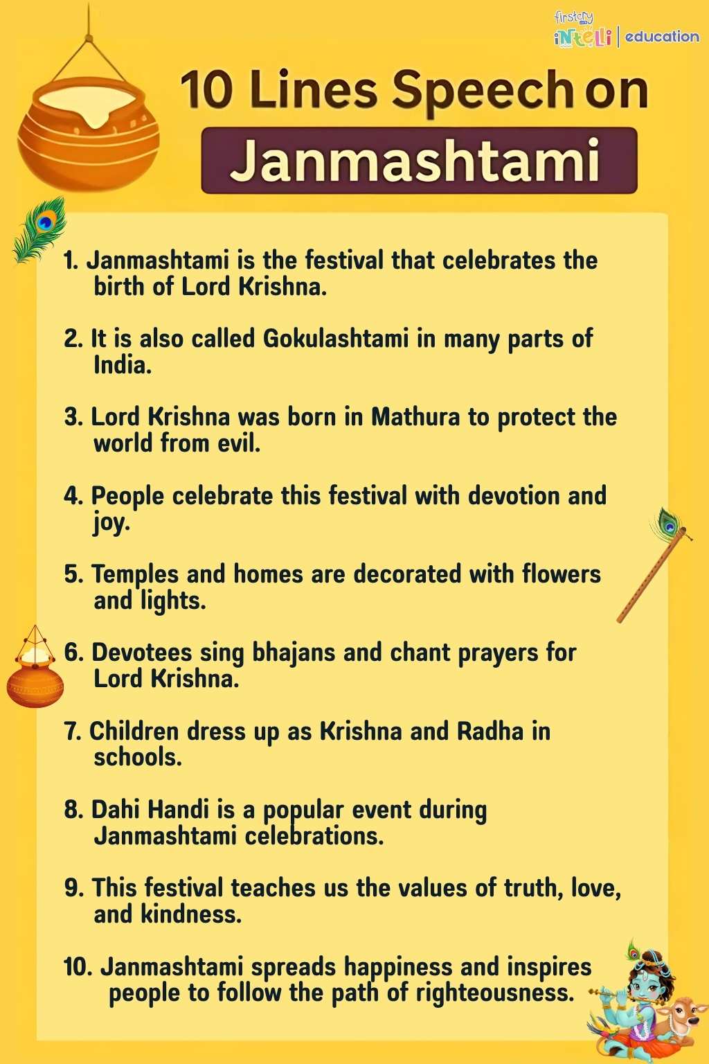 10 lines speech on janmashtami