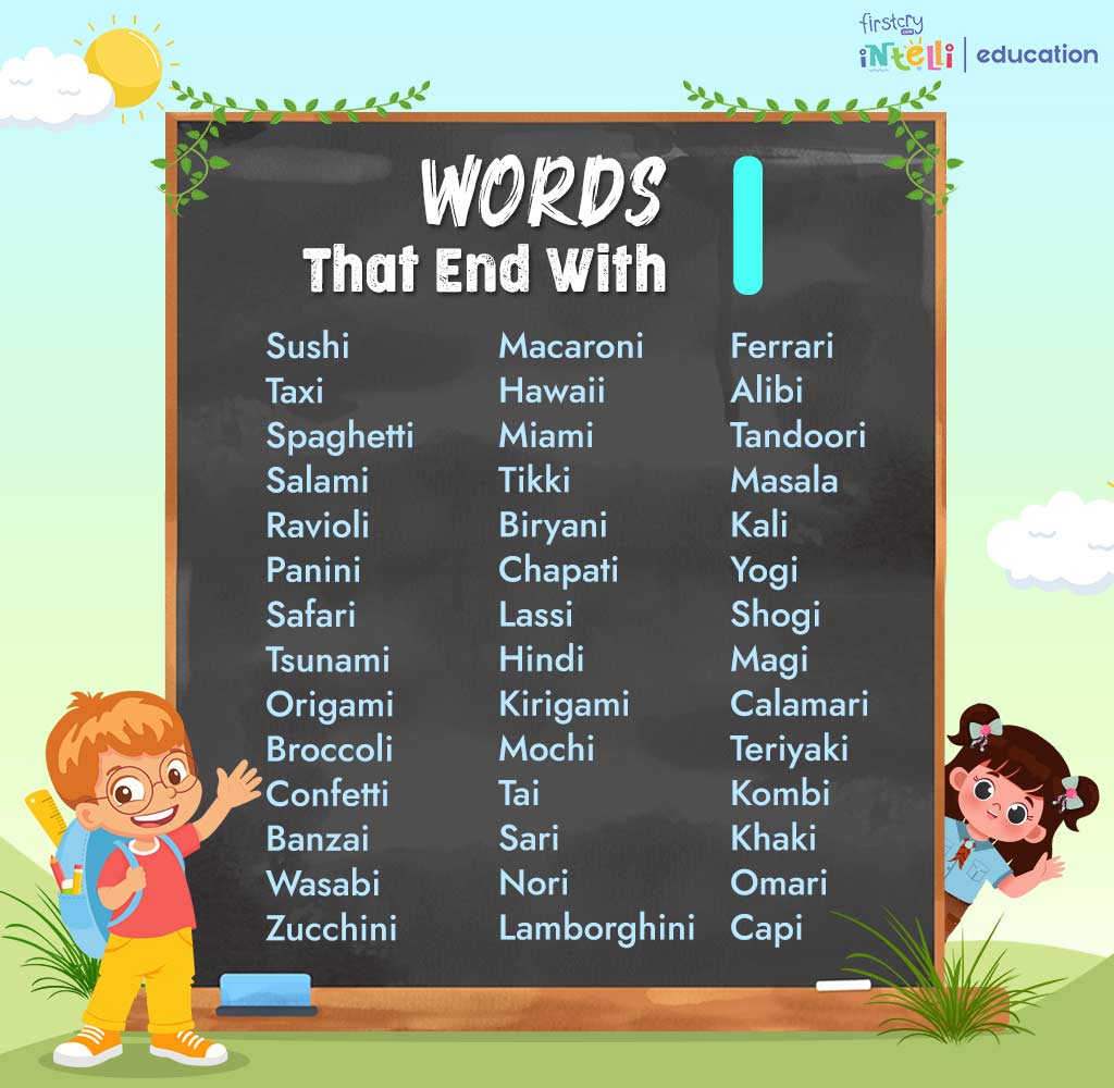 Words That End With I Chart