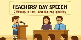 Teachers Day Speech - 2 minutes, 10 Lines,Short and Long Speeches