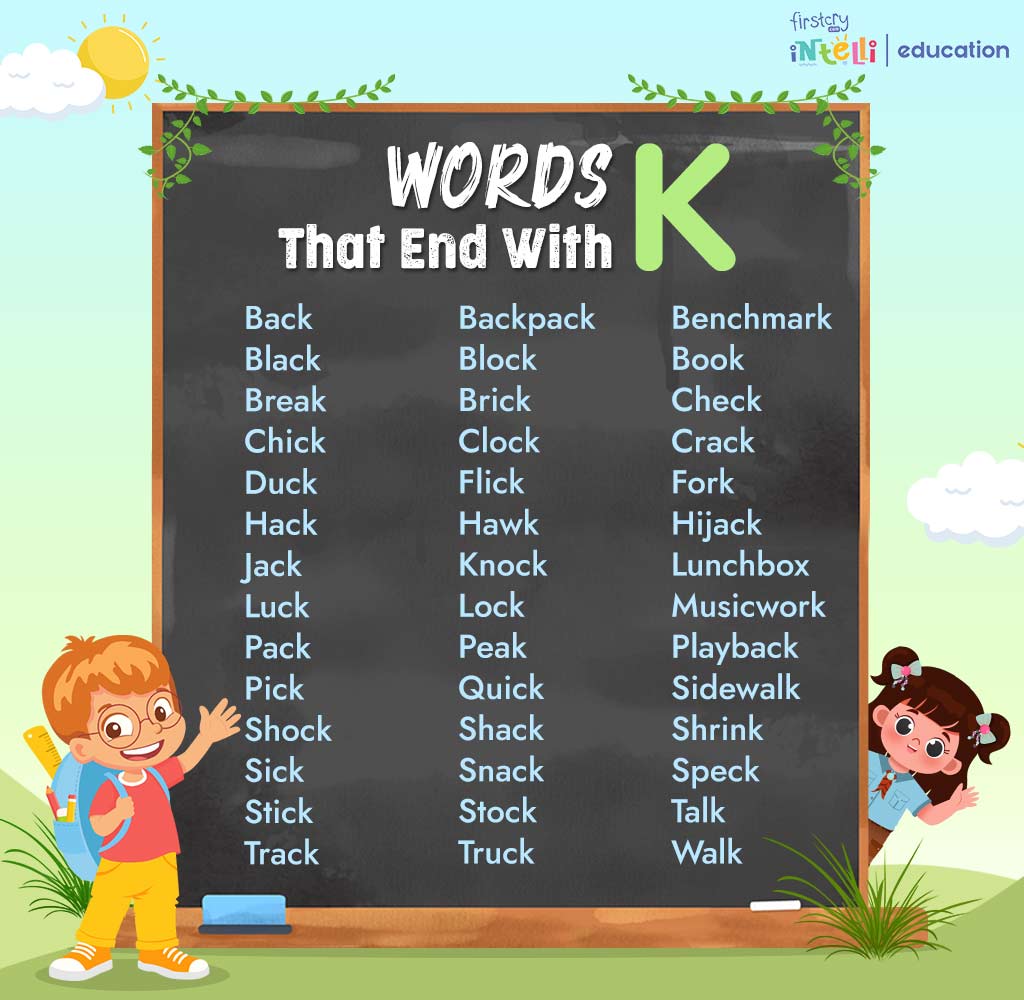 Words That End With K Chart