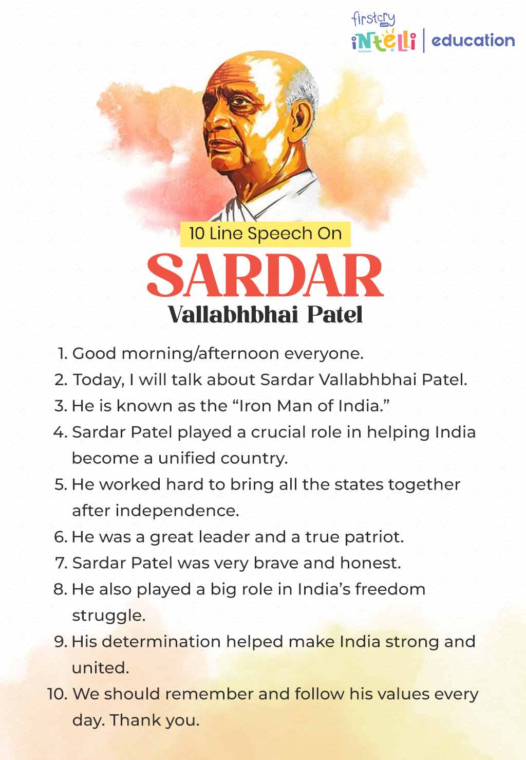 10 Line Speech On Sardar Vallabhbhai Patel - Infographic 10 Line Speech On Sardar Vallabhbhai Patel - Infographic