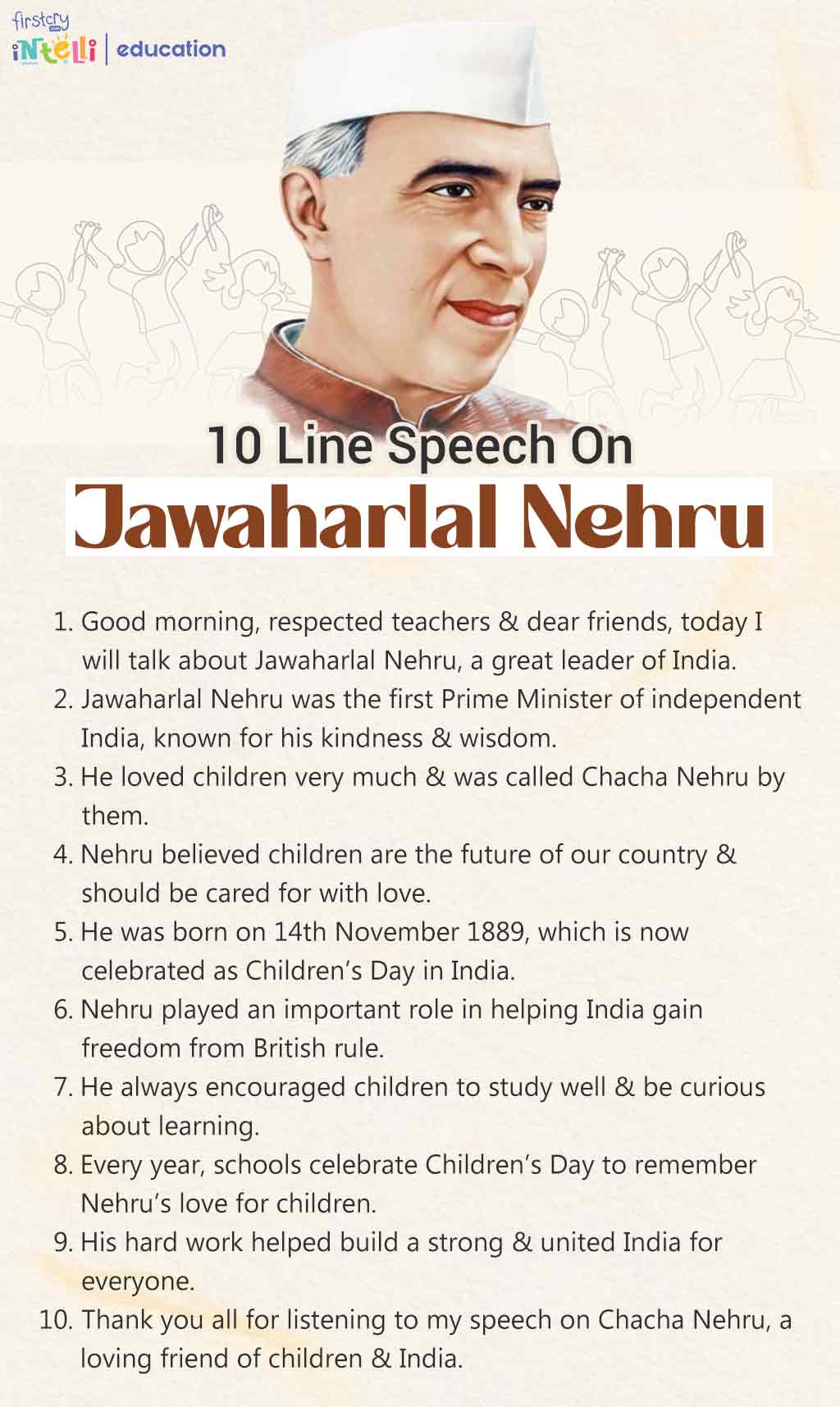 10 Line Speech On Jawaharlal Nehru In English - Infographic 10 Line Speech On Jawaharlal Nehru In English - Infographic
