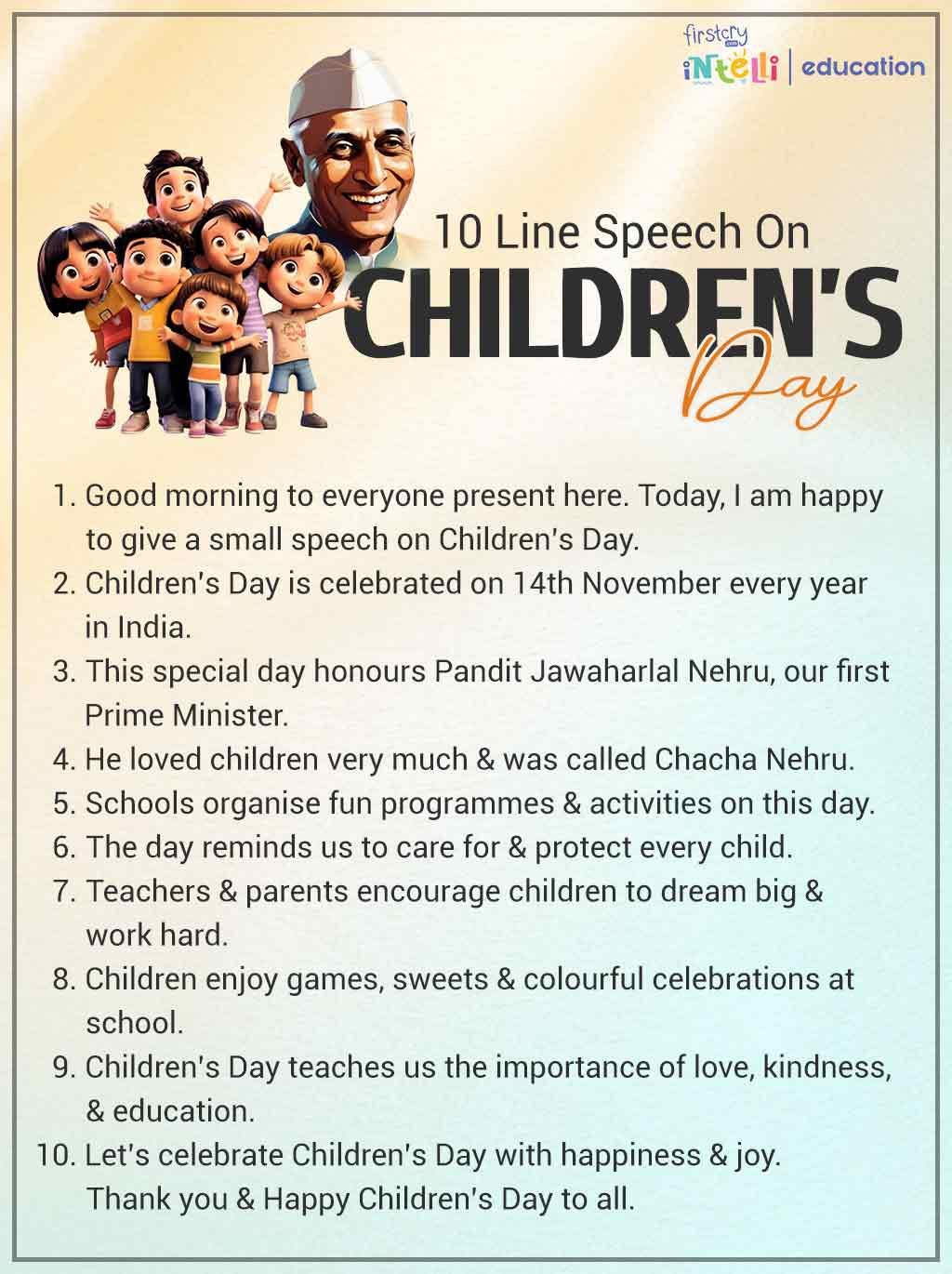 10 Line Speech On Children's Day - Infographic