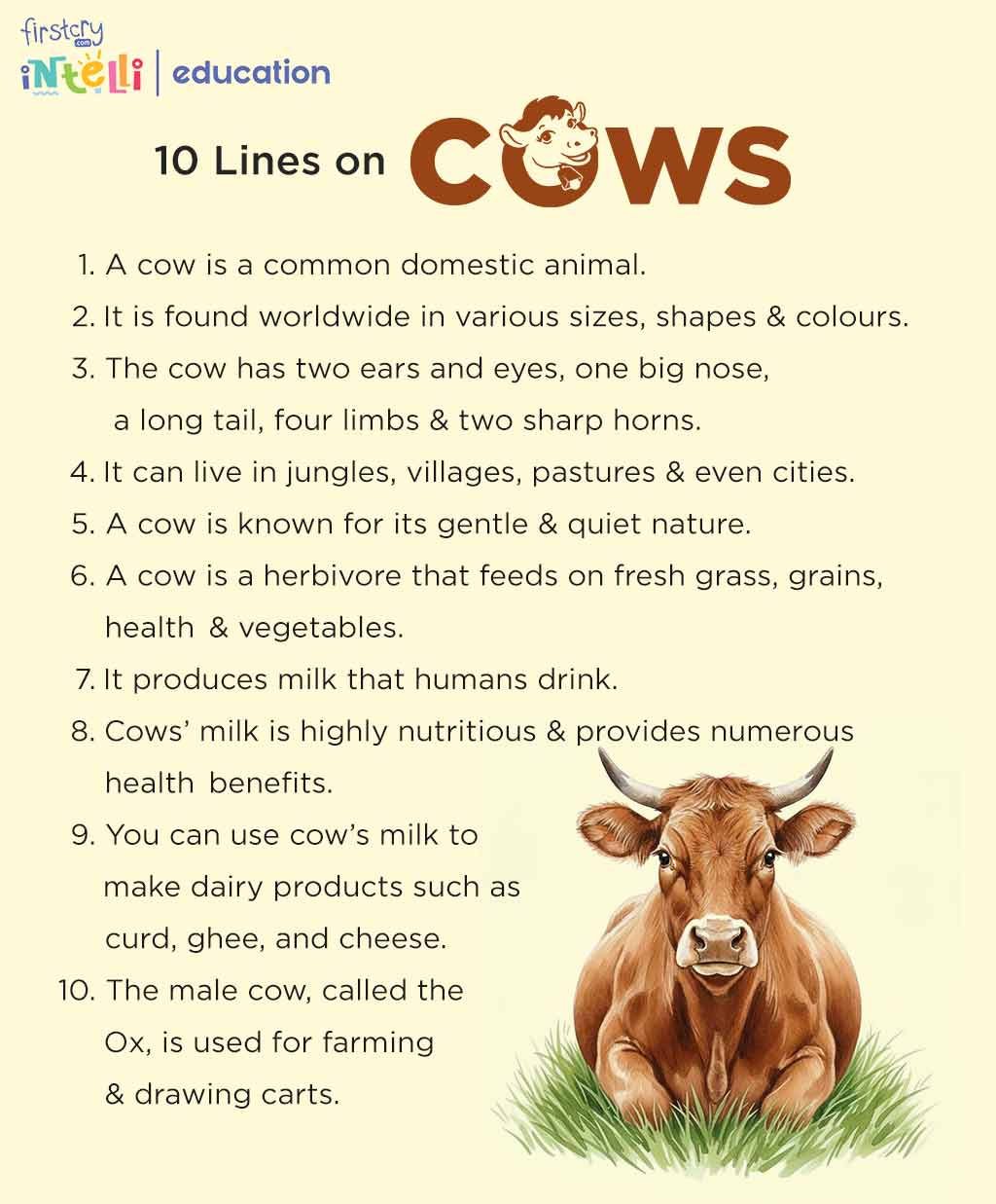 10 Lines on Cows - Infographic