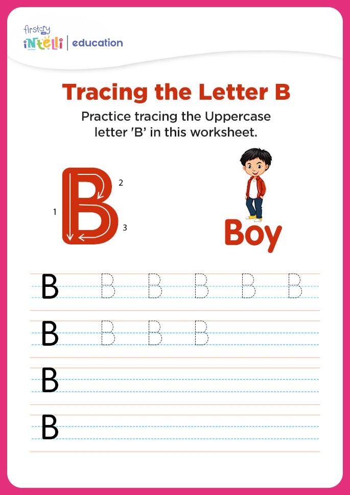 B for Boy Tracing Worksheet