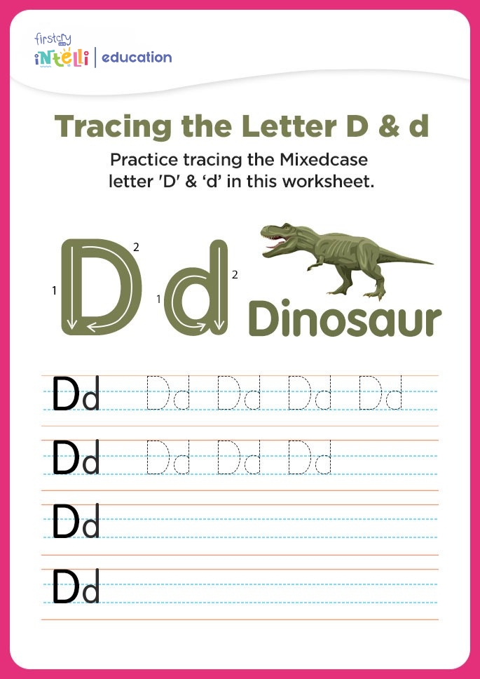 Dd for Dinosaur Tracing Worksheet Dd for Dinosaur Tracing Worksheet