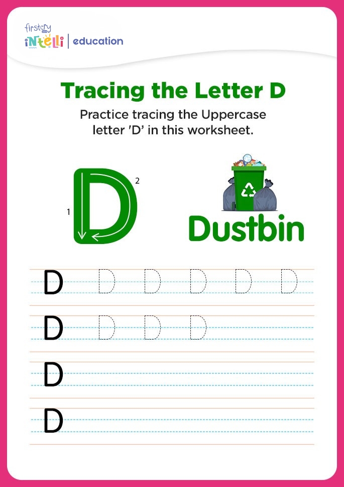 D for Dustbin Tracing Worksheet D for Dustbin Tracing Worksheet