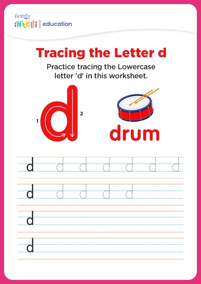 d for drum Tracing Worksheet d for drum Tracing Worksheet
