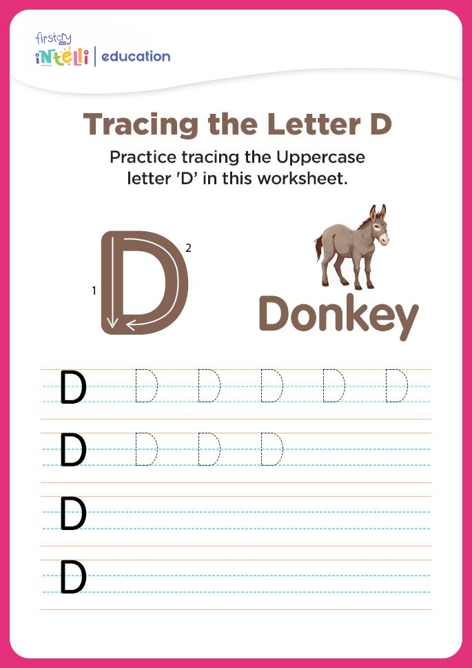 D for Donkey Tracing Worksheet D for Donkey Tracing Worksheet