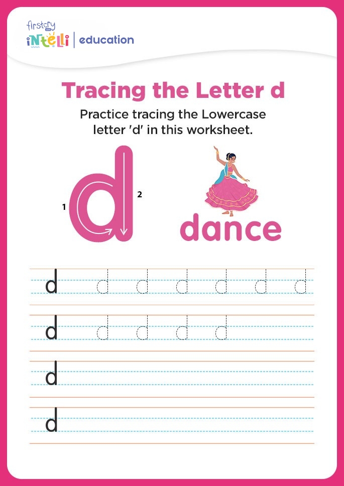 d for dance Tracing Worksheet d for dance Tracing Worksheet